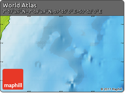 Physical Map of the Area around 7° 30' 57" N, 50° 13' 30" E