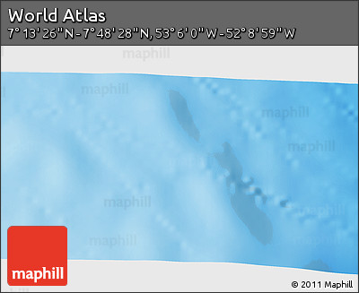 Physical 3D Map of the Area around 7° 30' 57" N, 52° 37' 30" W