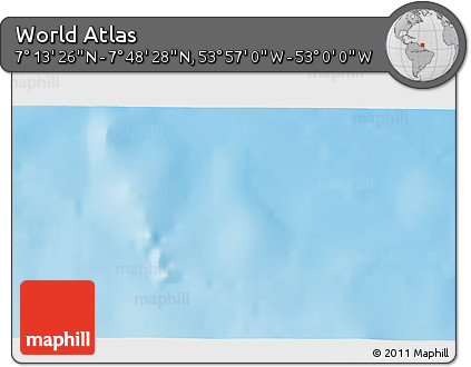 Physical 3D Map of the Area around 7° 30' 57" N, 53° 28' 30" W