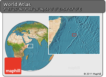 Satellite Location Map of the Area around 7° 30' 57" N, 54° 28' 30" E