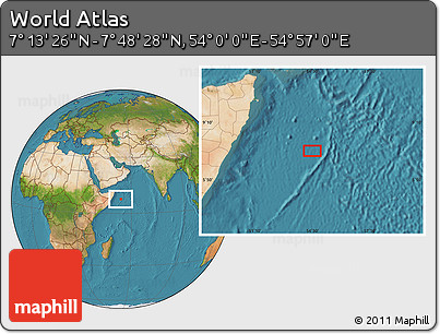 Satellite Location Map of the Area around 7° 30' 57" N, 54° 28' 30" E