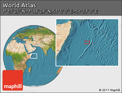 Satellite Location Map of the Area around 7° 30' 57" N, 54° 28' 30" E