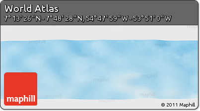 Physical Panoramic Map of the Area around 7° 30' 57" N, 54° 19' 30" W