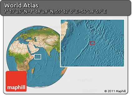 Satellite Location Map of the Area around 7° 30' 57" N, 56° 10' 29" E
