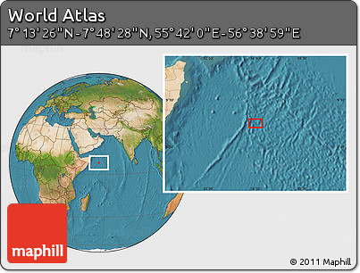 Satellite Location Map of the Area around 7° 30' 57" N, 56° 10' 29" E