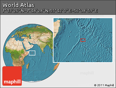 Satellite Location Map of the Area around 7° 30' 57" N, 56° 10' 29" E