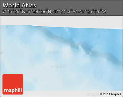 Physical 3D Map of the Area around 7° 30' 57" N, 56° 52' 30" W