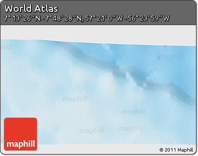 Physical 3D Map of the Area around 7° 30' 57" N, 56° 52' 30" W