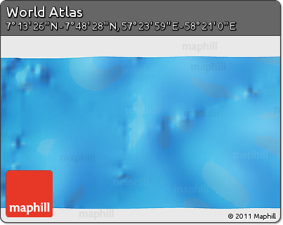 Physical 3D Map of the Area around 7° 30' 57" N, 57° 52' 30" E