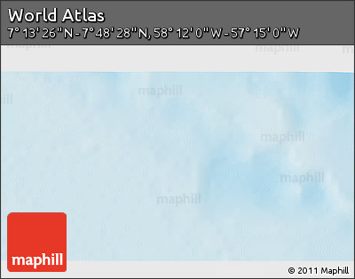 Physical 3D Map of the Area around 7° 30' 57" N, 57° 43' 30" W