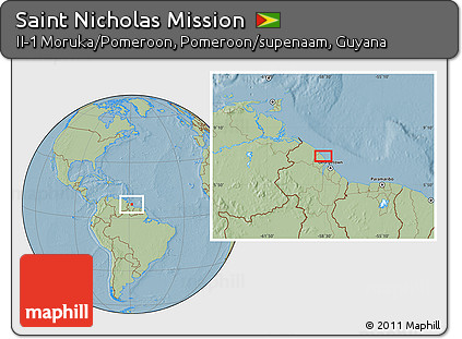 Savanna Style Location Map of Saint Nicholas Mission, hill shading