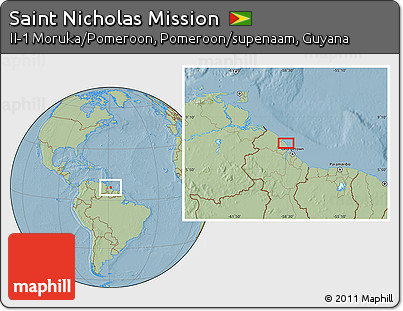 Savanna Style Location Map of Saint Nicholas Mission, hill shading