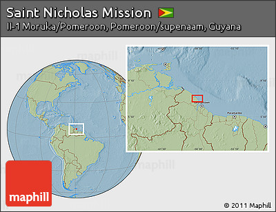 Savanna Style Location Map of Saint Nicholas Mission, hill shading