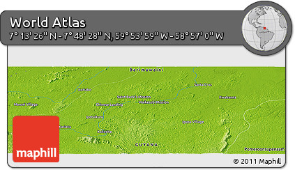 Physical Panoramic Map of the Area around 7° 30' 57" N, 59° 25' 29" W