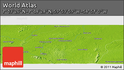 Physical Panoramic Map of the Area around 7° 30' 57" N, 59° 25' 29" W