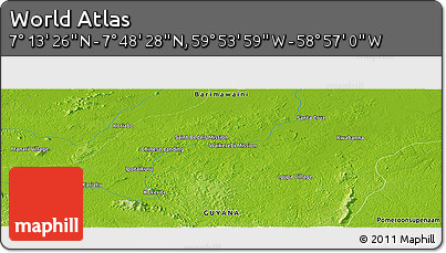 Physical Panoramic Map of the Area around 7° 30' 57" N, 59° 25' 29" W