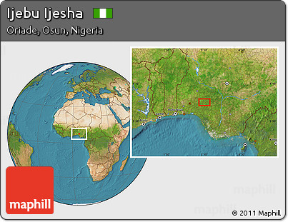 Satellite Location Map of Ijebu Ijesha