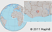 Gray Location Map of the area around 7° 30' 57" N, 5° 1' 30" W