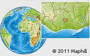 Physical Location Map of the area around 7° 30' 57" N, 5° 1' 30" W