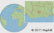 Savanna Style Location Map of the area around 7° 30' 57" N, 5° 1' 30" W