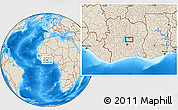 Shaded Relief Location Map of the area around 7° 30' 57" N, 5° 1' 30" W
