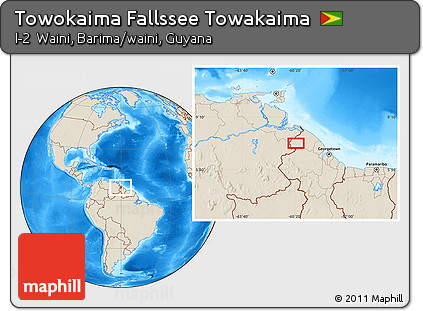 Shaded Relief Location Map of Towokaima Fallssee Towakaima