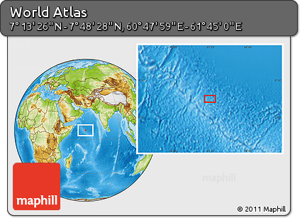 Physical Location Map of the Area around 7° 30' 57" N, 61° 16' 29" E