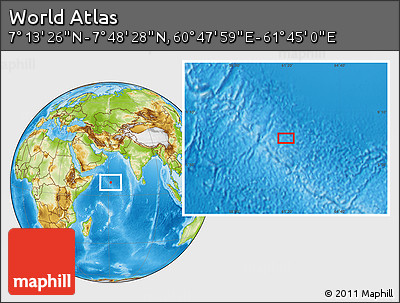 Physical Location Map of the Area around 7° 30' 57" N, 61° 16' 29" E