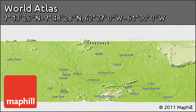 Physical Panoramic Map of the Area around 7° 30' 57" N, 61° 58' 30" W