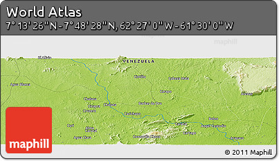 Physical Panoramic Map of the Area around 7° 30' 57" N, 61° 58' 30" W