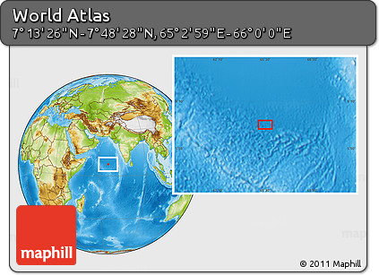 Physical Location Map of the Area around 7° 30' 57" N, 65° 31' 30" E