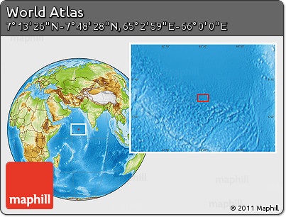 Physical Location Map of the Area around 7° 30' 57" N, 65° 31' 30" E