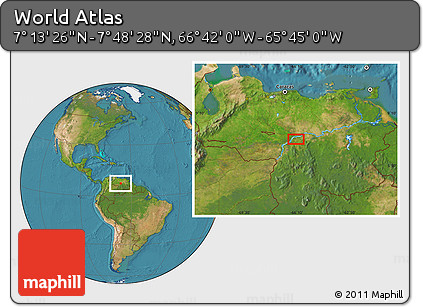 Satellite Location Map of the Area around 7° 30' 57" N, 66° 13' 29" W
