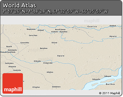 Shaded Relief 3D Map of the Area around 7° 30' 57" N, 67° 4' 29" W