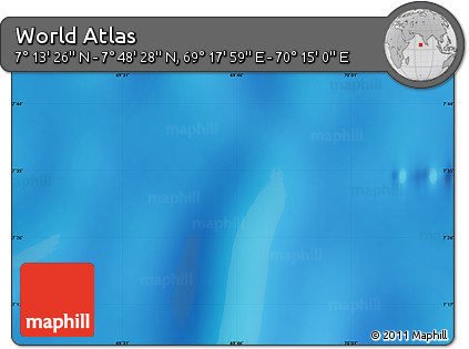 Shaded Relief Map of the Area around 7° 30' 57" N, 69° 46' 30" E