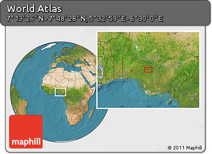 Satellite Location Map of the Area around 7° 30' 57" N, 6° 1' 30" E