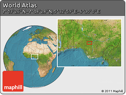 Satellite Location Map of the Area around 7° 30' 57" N, 6° 1' 30" E