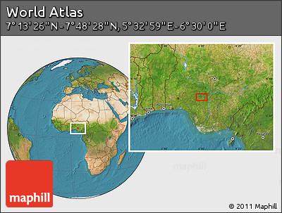 Satellite Location Map of the Area around 7° 30' 57" N, 6° 1' 30" E