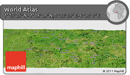 Satellite Panoramic Map of the Area around 7° 30' 57" N, 6° 1' 30" E