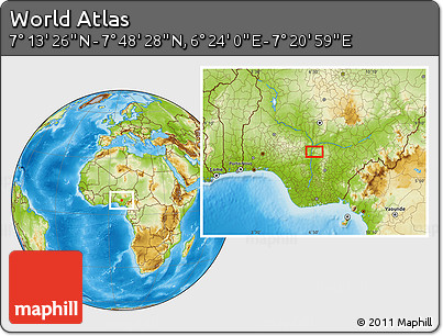 Physical Location Map of the Area around 7° 30' 57" N, 6° 52' 30" E