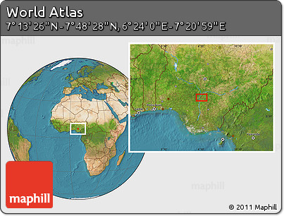 Satellite Location Map of the Area around 7° 30' 57" N, 6° 52' 30" E