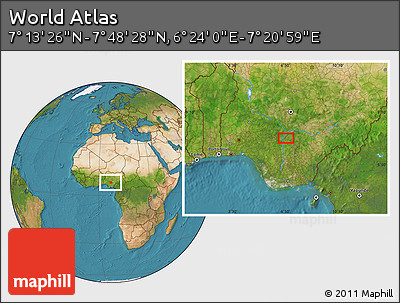 Satellite Location Map of the Area around 7° 30' 57" N, 6° 52' 30" E