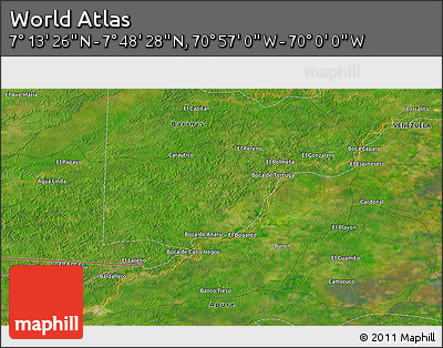 Satellite 3D Map of the Area around 7° 30' 57" N, 70° 28' 29" W