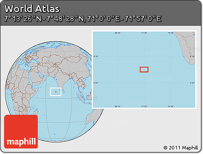 Gray Location Map of the Area around 7° 30' 57" N, 71° 28' 29" E