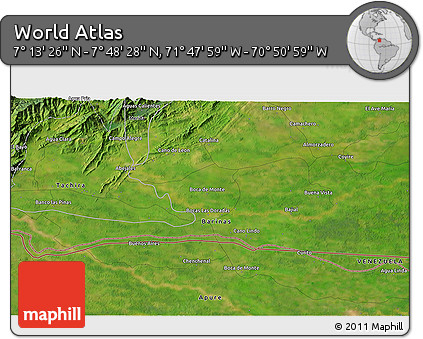 Satellite 3D Map of the Area around 7° 30' 57" N, 71° 19' 29" W