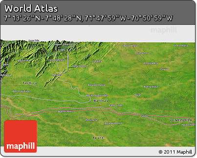 Satellite 3D Map of the Area around 7° 30' 57" N, 71° 19' 29" W