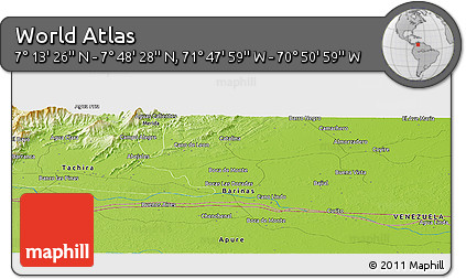Physical Panoramic Map of the Area around 7° 30' 57" N, 71° 19' 29" W