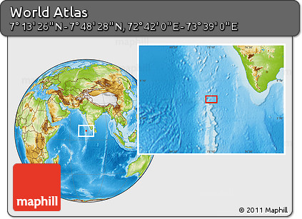 Physical Location Map of the Area around 7° 30' 57" N, 73° 10' 30" E