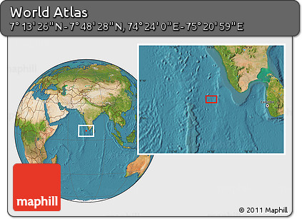Satellite Location Map of the Area around 7° 30' 57" N, 74° 52' 30" E