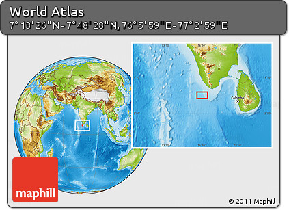 Physical Location Map of the Area around 7° 30' 57" N, 76° 34' 29" E